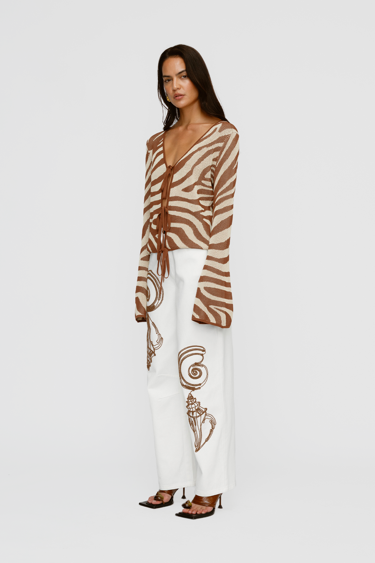 Sutton Knit Blouse - Chocolate Zebra