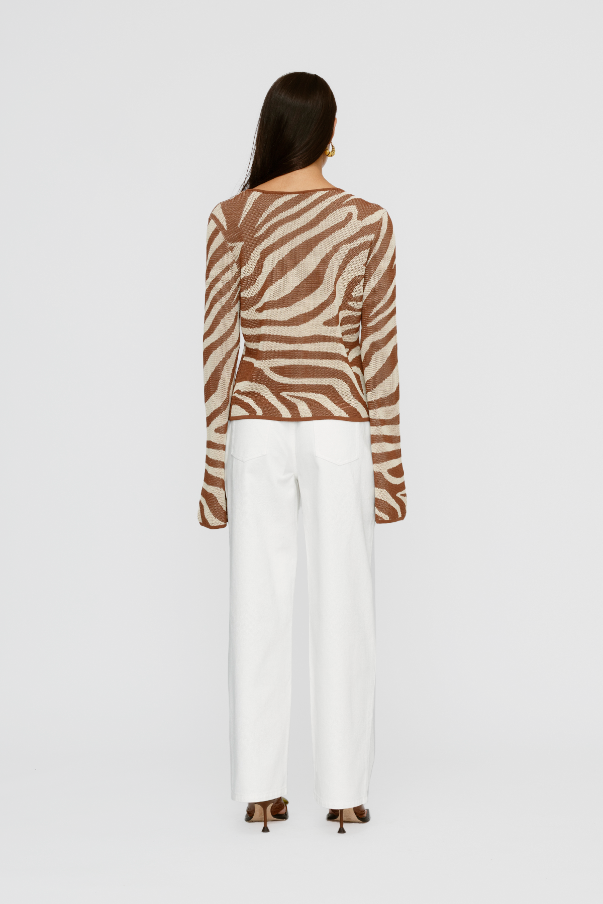 Sutton Knit Blouse - Chocolate Zebra