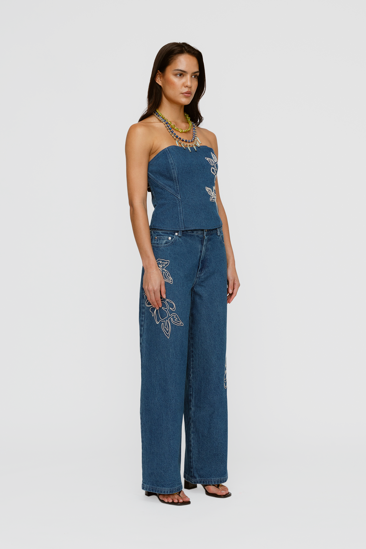 Wynn Denim Bustier - Bluestone