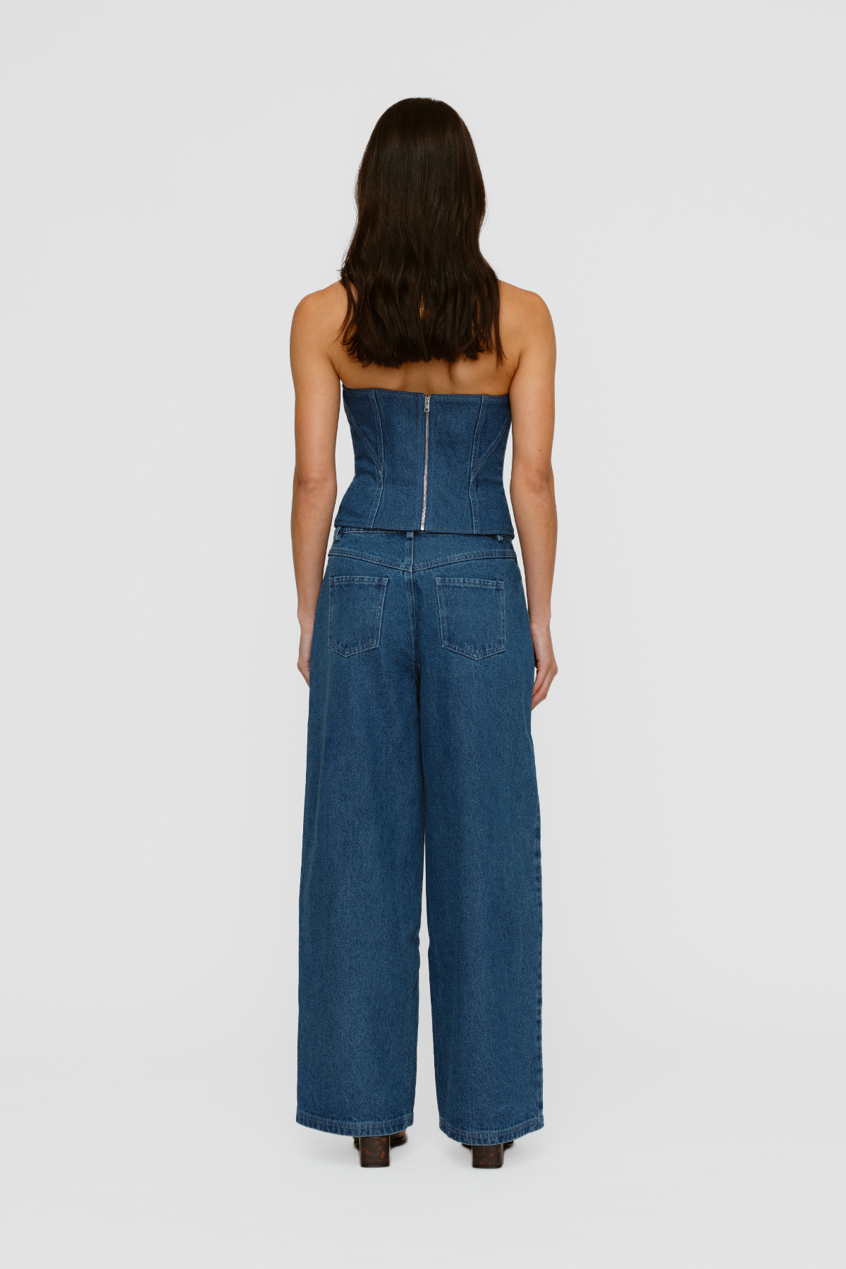 Wynn Denim Bustier - Bluestone