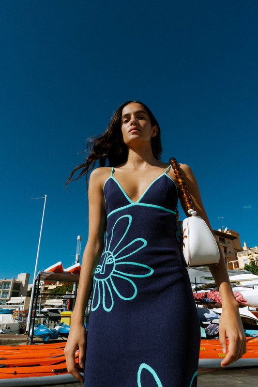 Soleil Knit Midi Dress - Nautical