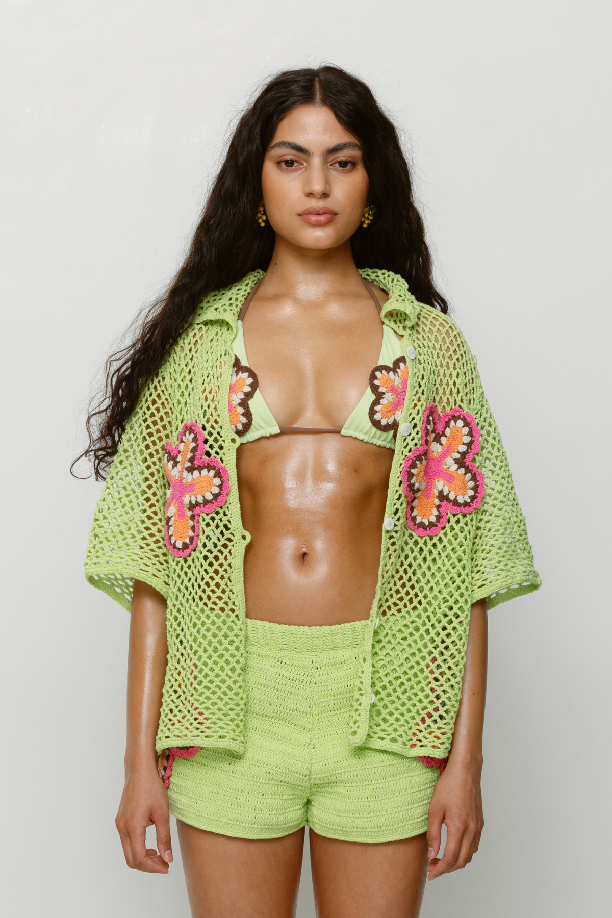 Elke Crochet Shirt - Lime – The Wolf Gang Elke Crochet Shirt - Lime – The Wolf Gang