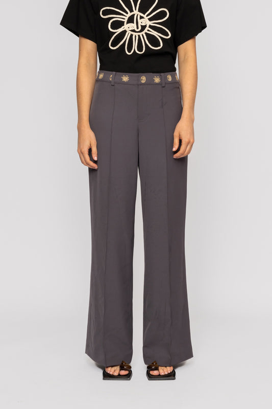 Loose relaxed fit Inka pants by The Wolf Gang, styled for casual or dressed-up looks, pairs well with matching Inka top.