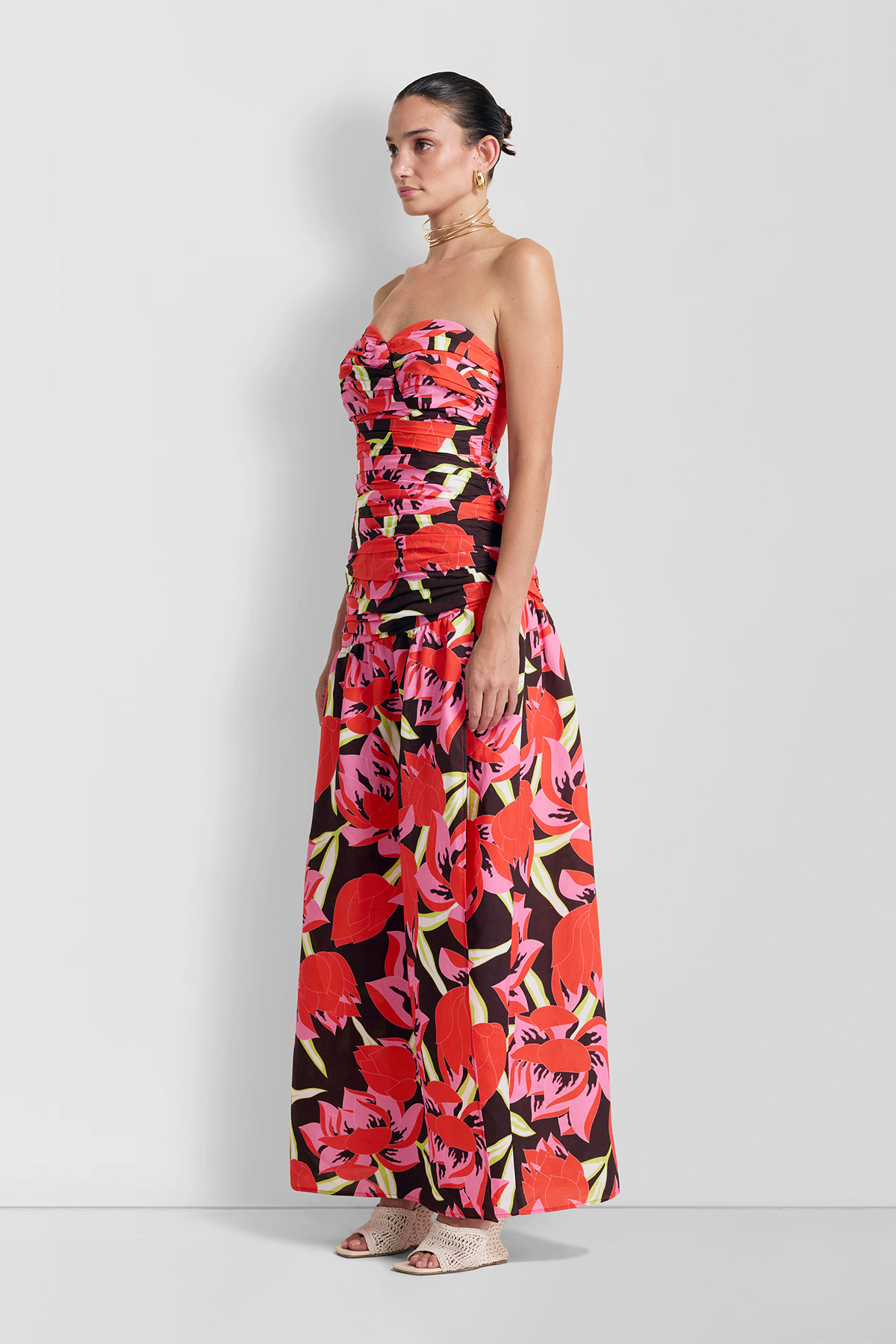 Dolcie Strapless Maxi Dress - Rojo Print