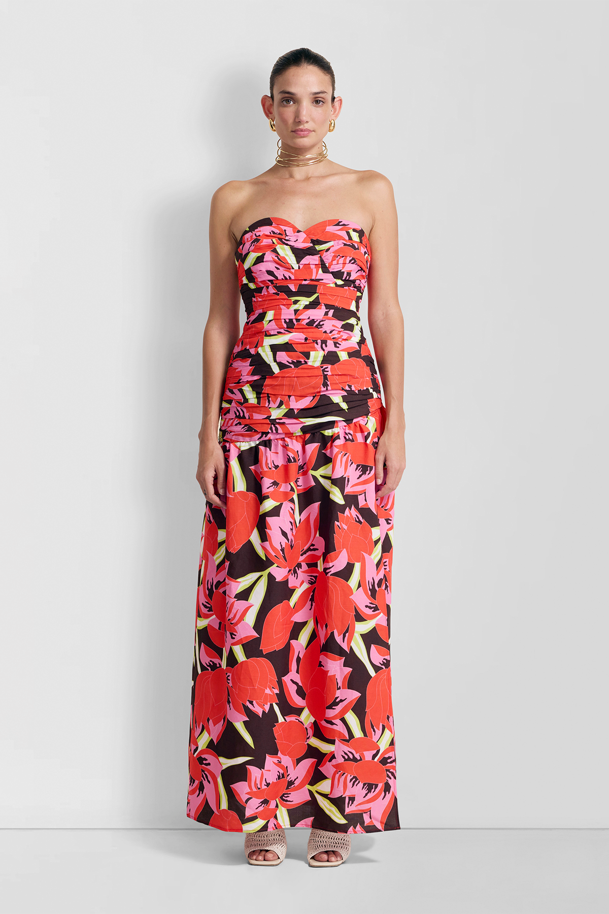 Dolcie Strapless Maxi Dress - Rojo Print