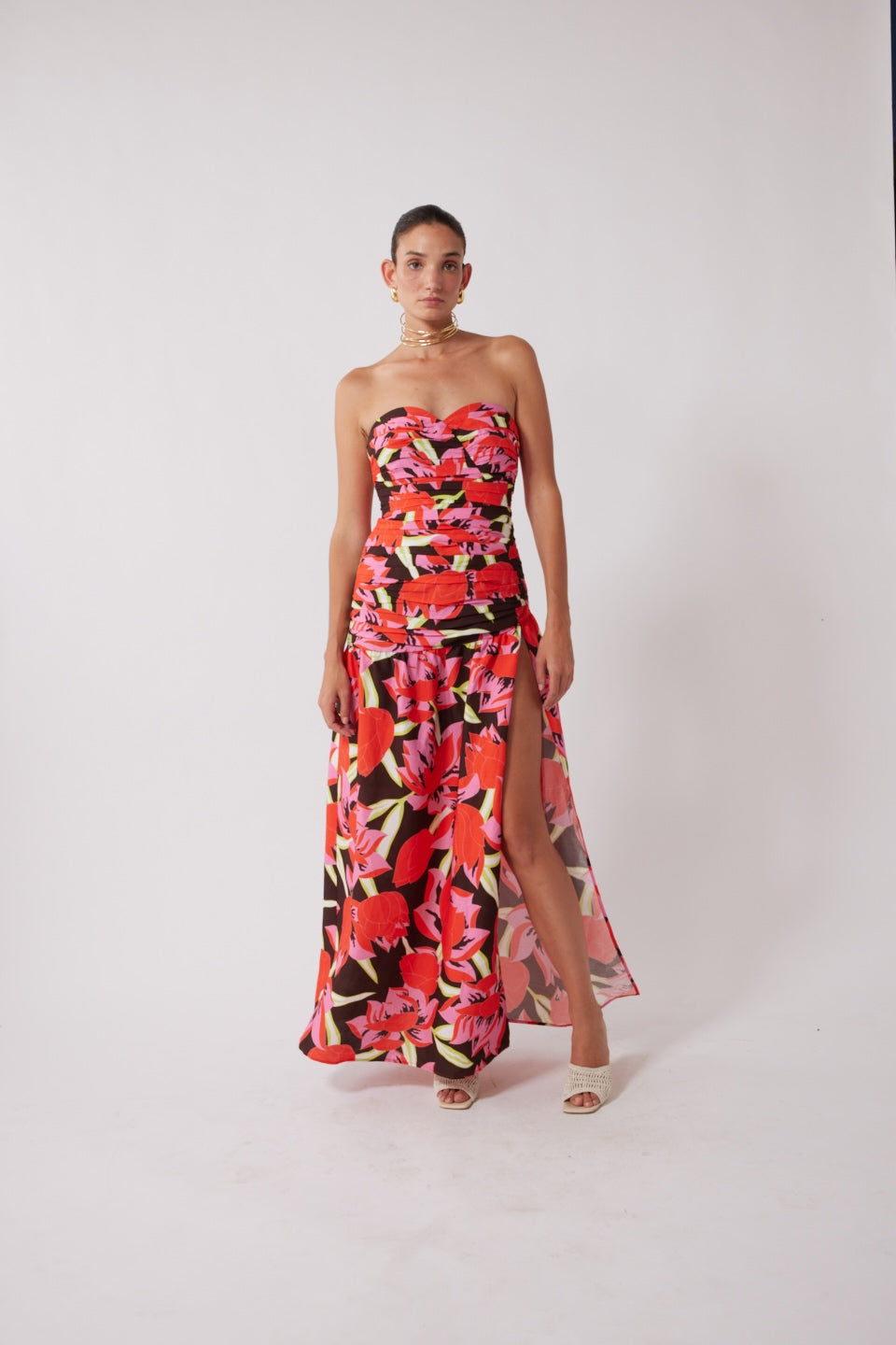 Dolcie Strapless Maxi Dress - Rojo Print