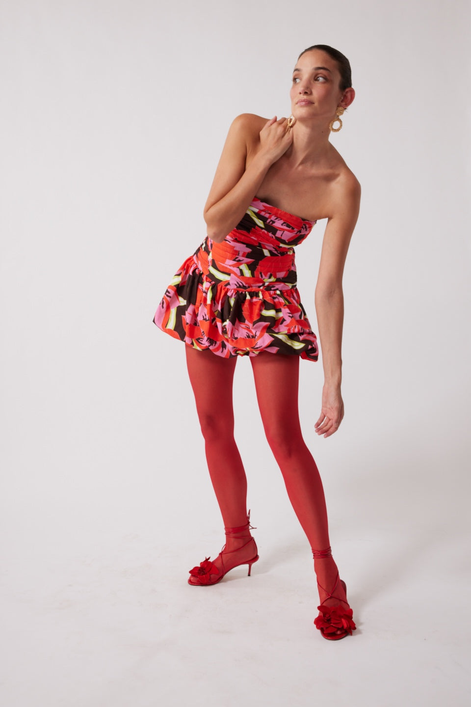 Dolcie Strapless Mini Dress - Rojo Print