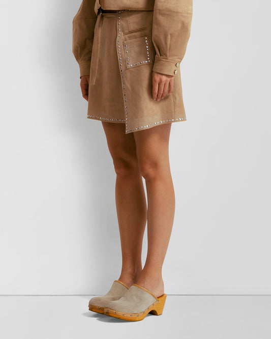 Mecca Stud Wrap Skirt - Sand