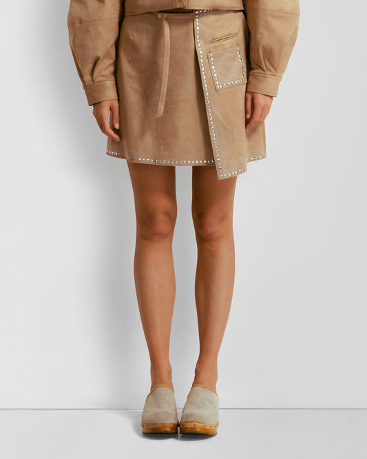 Mecca Stud Wrap Skirt - Sand