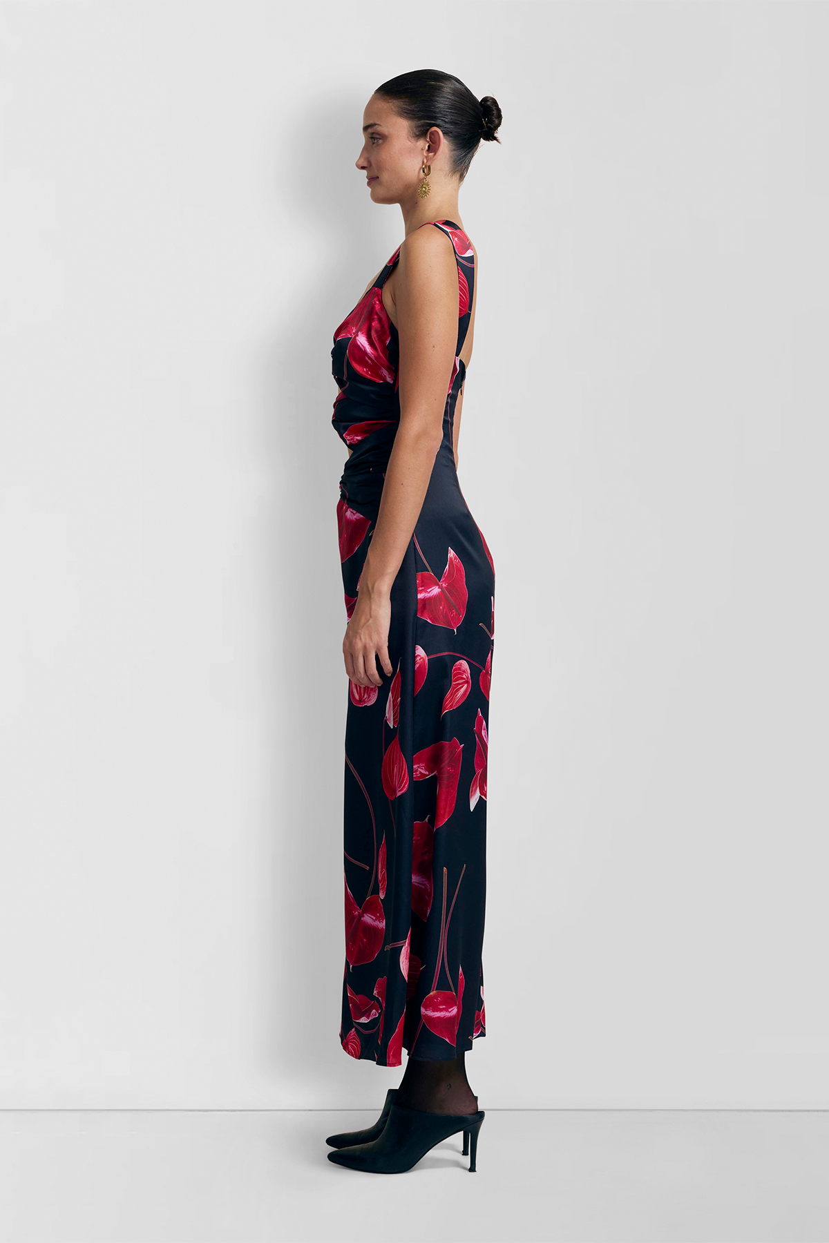 Merci Midi Dress - Noir Anthurium