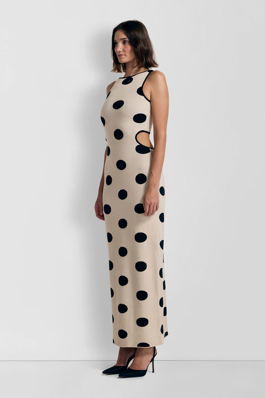 Mira Knit Maxi Dress - Creme Spot