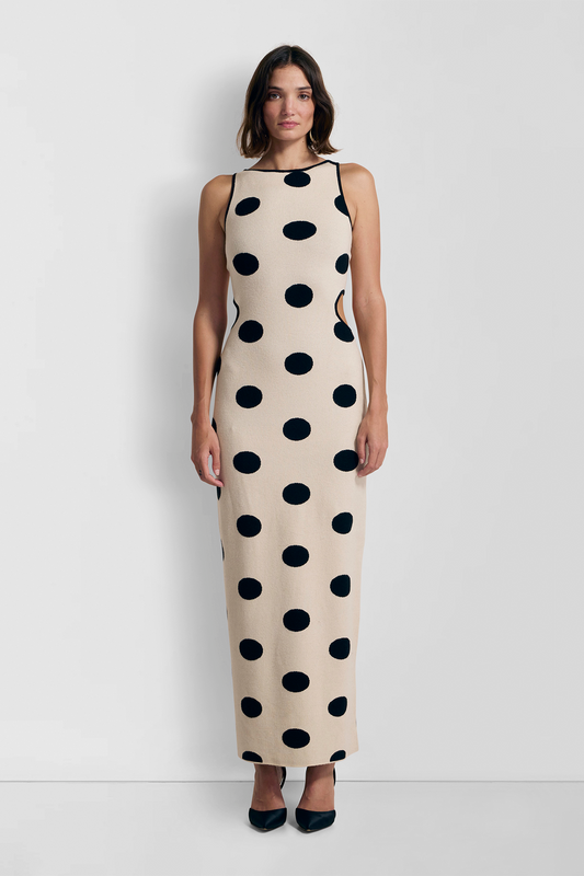 Mira Knit Maxi Dress - Creme Spot