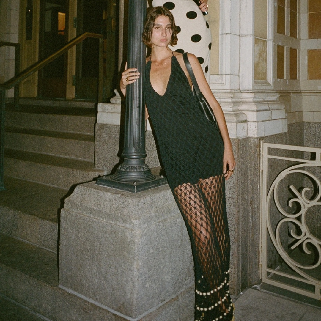 Reis Macrame Maxi Dress - Noir The Wolf Gang Reis Macrame Maxi Dress - Noir The Wolf Gang