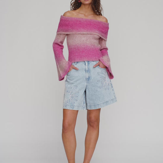 Soraya Knit Off Shoulder Top - Candy Ombre