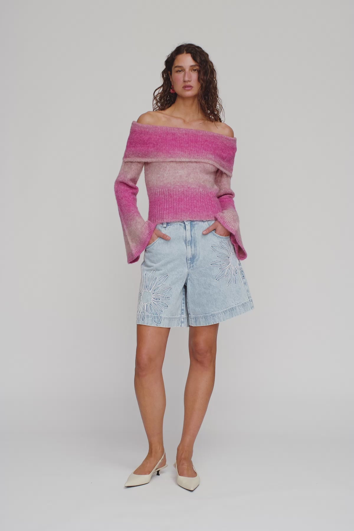 Soraya Knit Off Shoulder Top - Candy Ombre