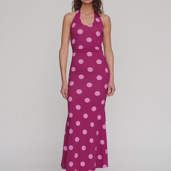 Giro Halter Dress in Berry Spot by The Wolf Gang – video