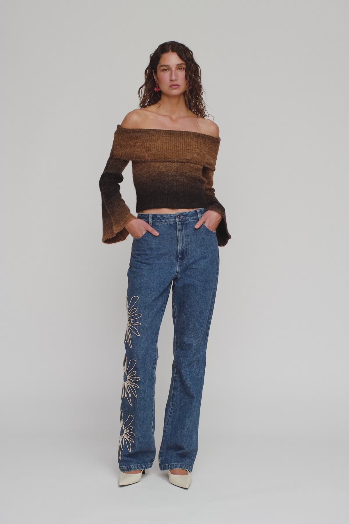 Soraya Knit Off Shoulder Top - Chocolate