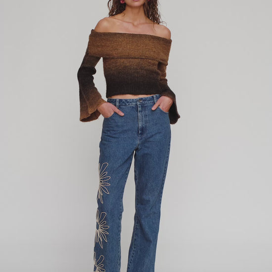Soraya Knit Off Shoulder Top - Chocolate