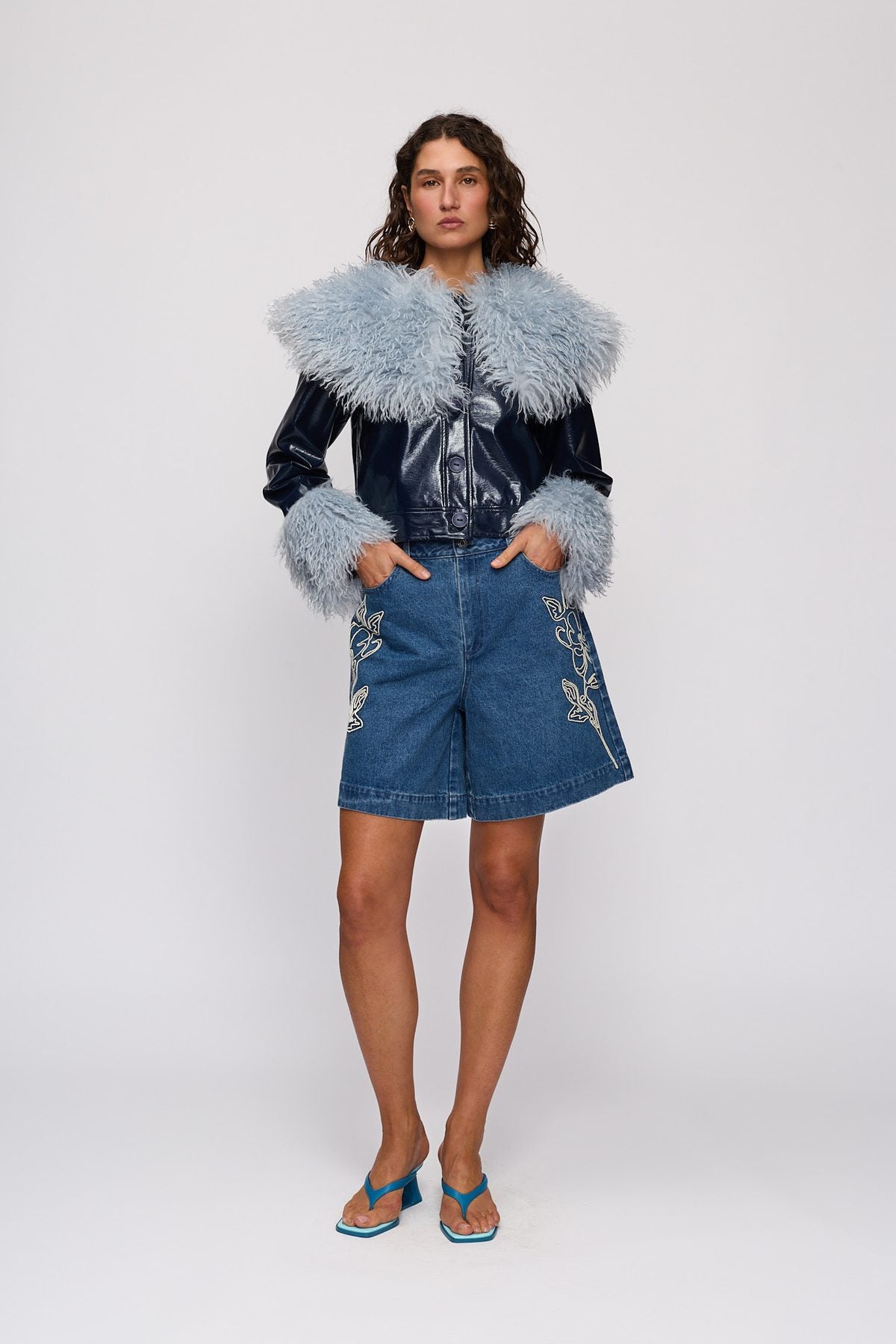 Abrigo Jacket in Storm by The Wolf Gang – full-length view