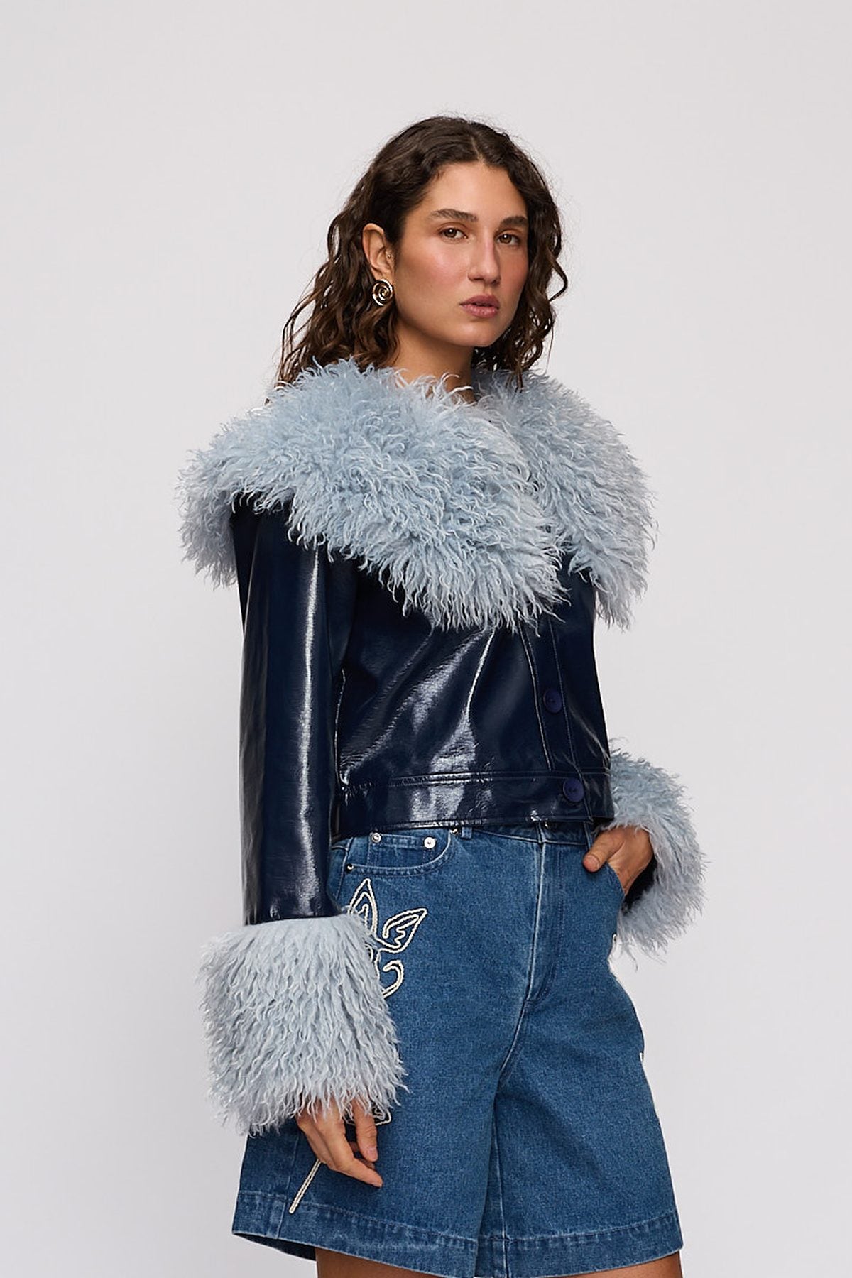 Abrigo Jacket in Storm by The Wolf Gang – three-quarter close-up