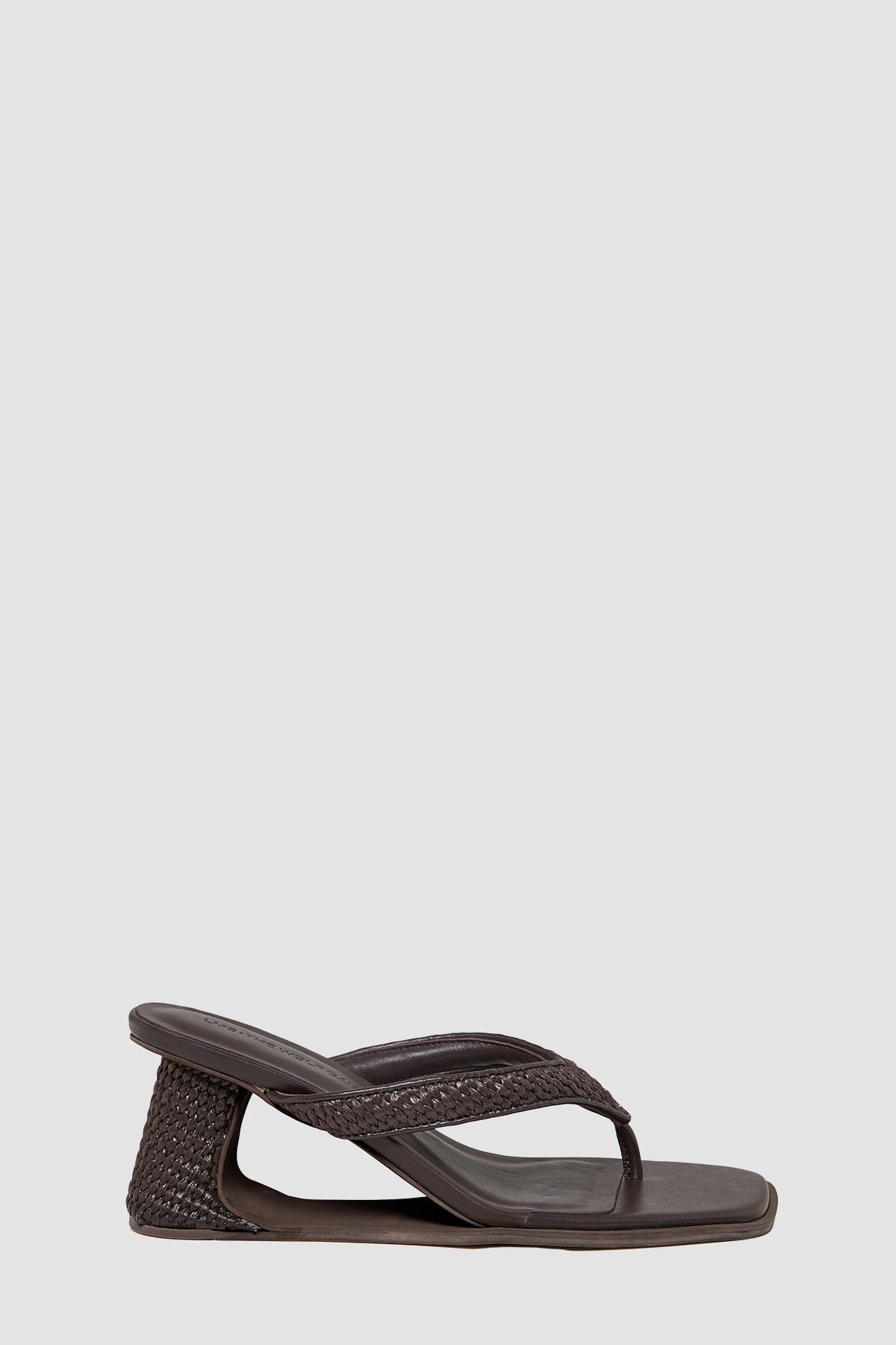 Allegra Heel in Brown by The Wolf Gang – front three-quarter view of the pair