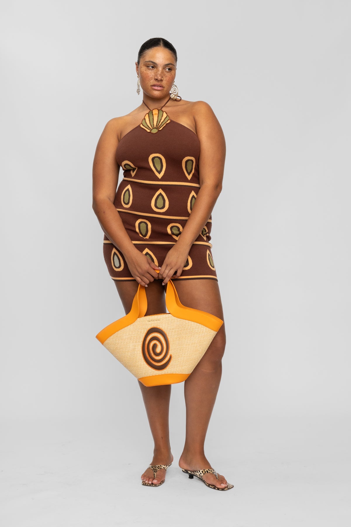 Concha Halter Mini Dress - Chocolate