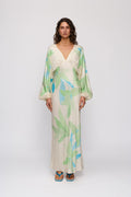 Concha Maxi Dress in Ocean Lily by The Wolf Gang – front full-length view