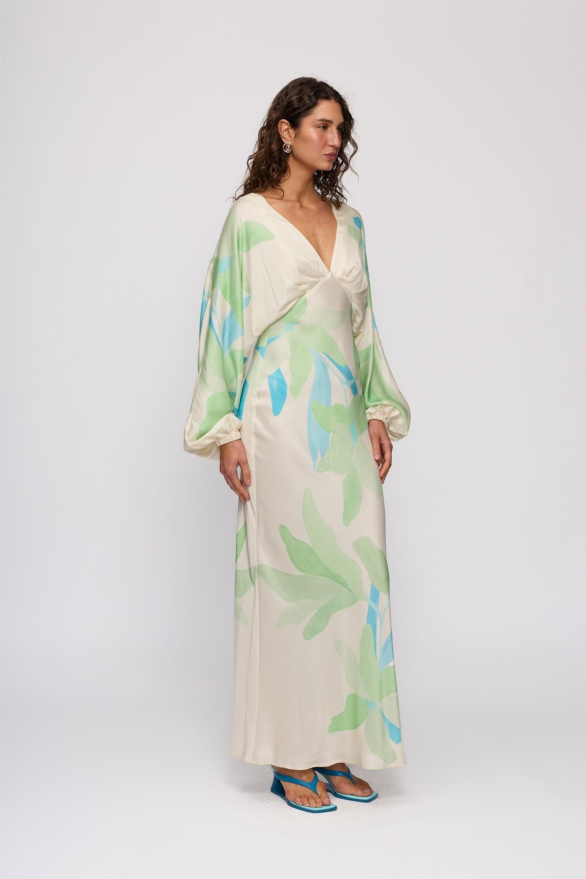 Concha Maxi Dress in Ocean Lily by The Wolf Gang – full-length view