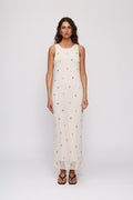 El Calo Maxi Dress in Ivory by The Wolf Gang – front full-length view
