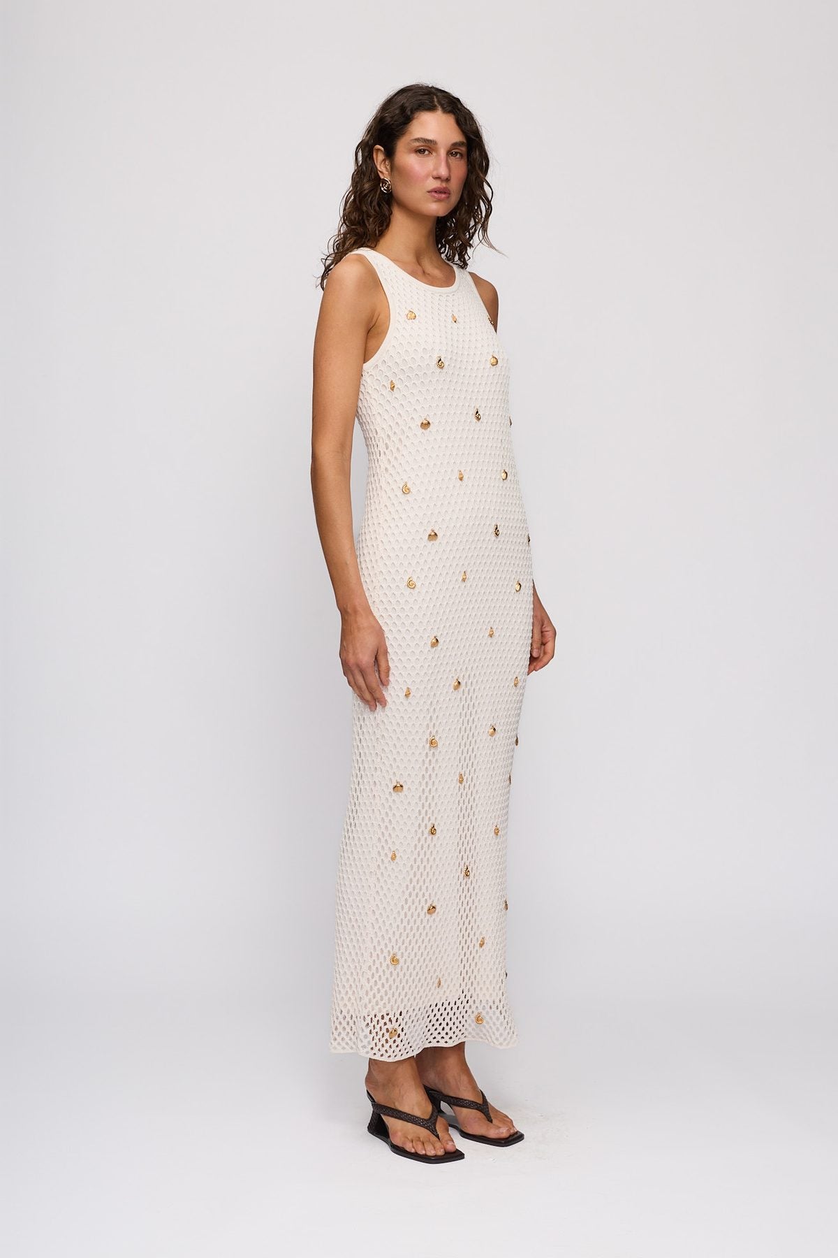 El Calo Maxi Dress in Ivory by The Wolf Gang – side view
