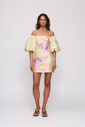 Elda Mini Dress in Candy Hibiscus by The Wolf Gang – front full-length view