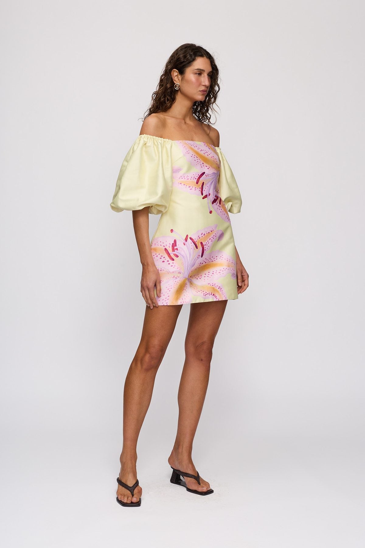 Elda Mini Dress in Candy Hibiscus by The Wolf Gang – full-length view