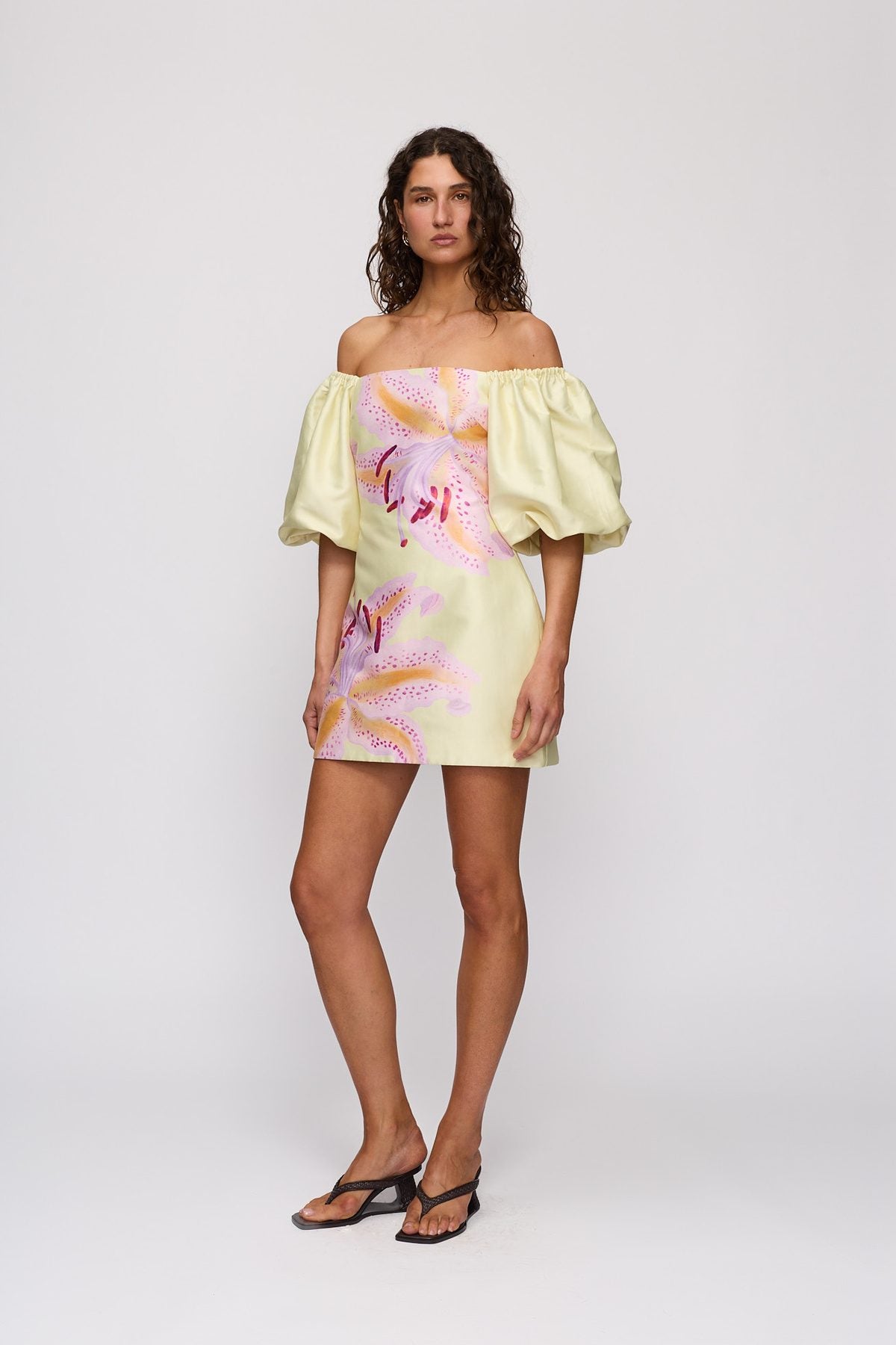 Elda Mini Dress in Candy Hibiscus by The Wolf Gang – full-length view