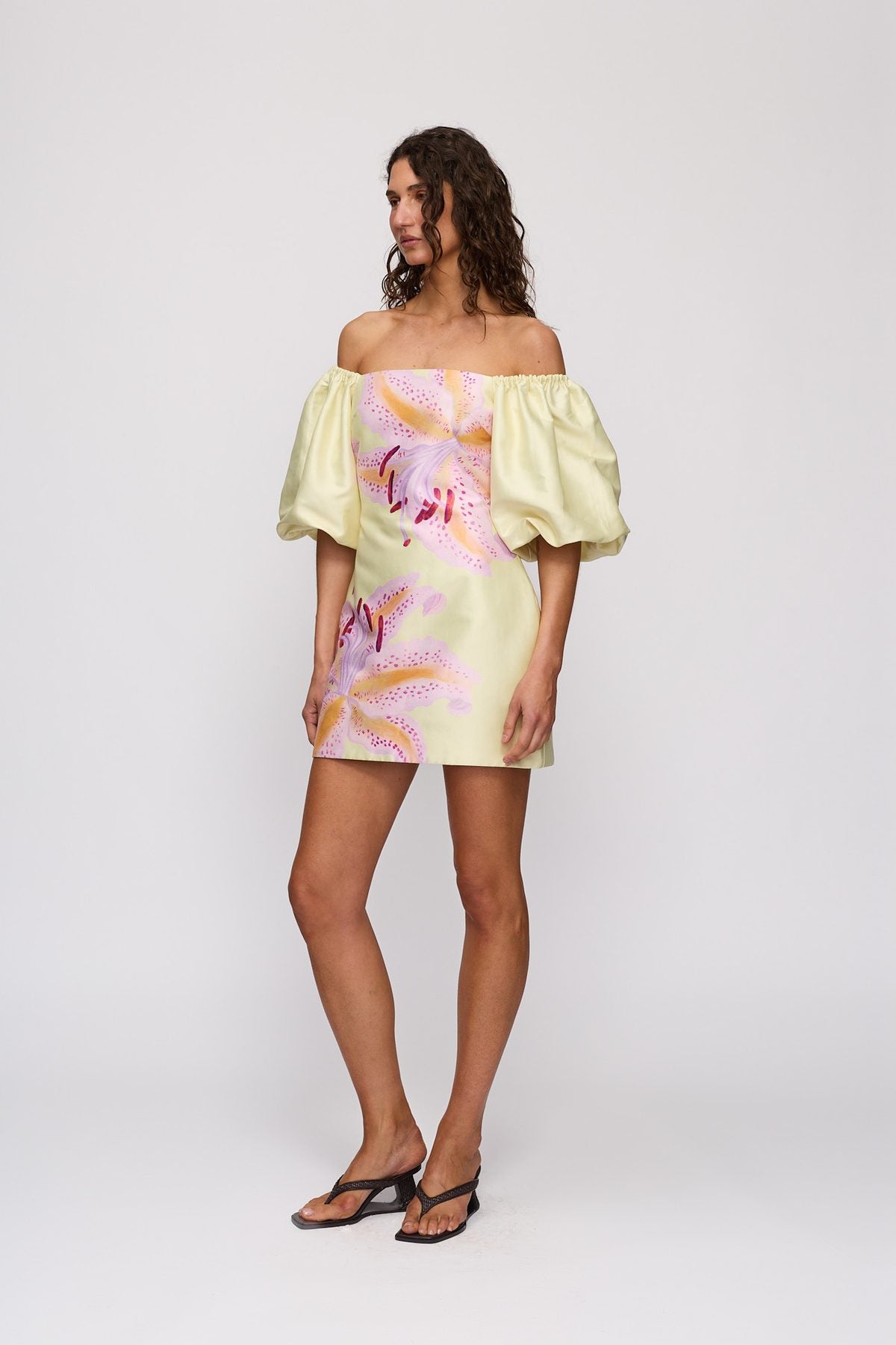 Elda Mini Dress in Candy Hibiscus by The Wolf Gang – side view