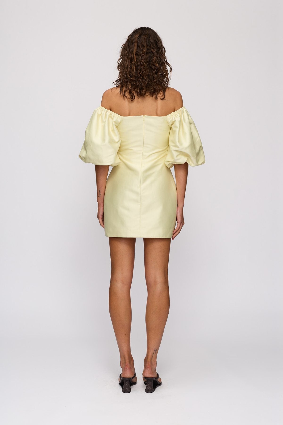 Elda Mini Dress in Candy Hibiscus by The Wolf Gang – back view showing zip