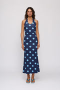 Giro Halter Dress in Storm Spot by The Wolf Gang – front full-length view