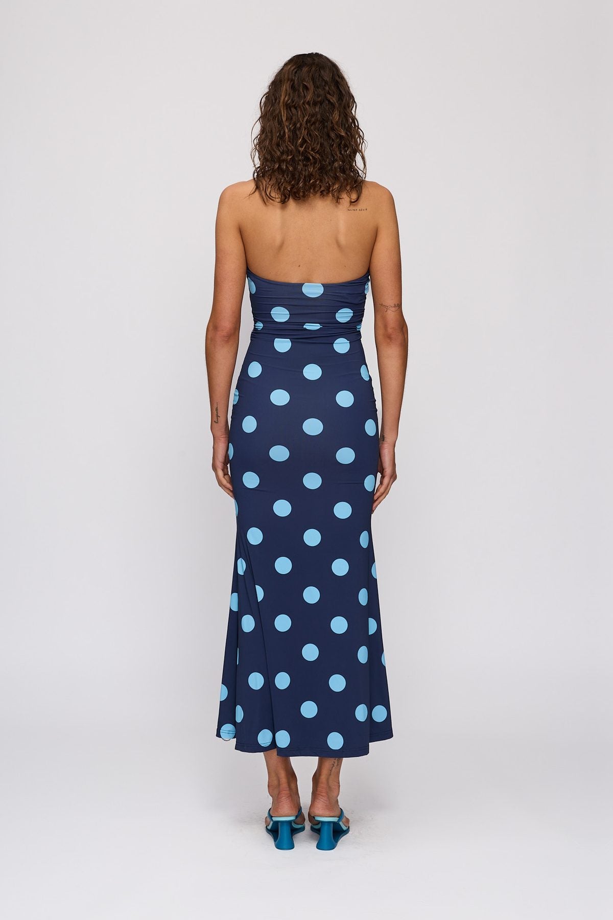 Giro Halter Dress in Storm Spot by The Wolf Gang – back view showing open halter back