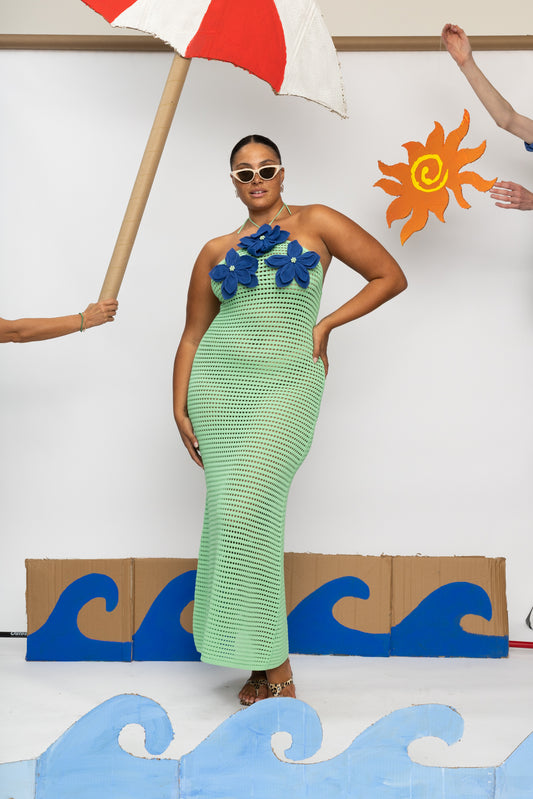 La Monada Knit Maxi Dress - Aquamarine