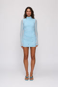 Melba Mini Dress in Sky by The Wolf Gang – front full-length view