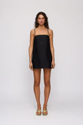 Palma Mini Dress in Noir by The Wolf Gang – front full-length view