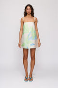Palma Mini Dress in Ocean Lily by The Wolf Gang – front full-length view