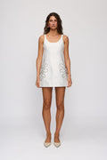 Seda Mini Dress in Ivory by The Wolf Gang – full-length front view