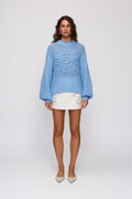 Seda Mini Skirt in Ivory by The Wolf Gang – full-length front view