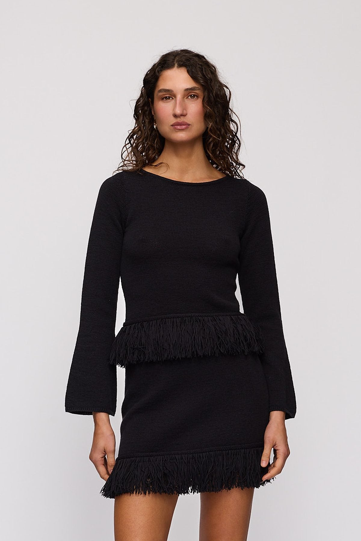 Tully Long Sleeve in Noir by The Wolf Gang – front close-up