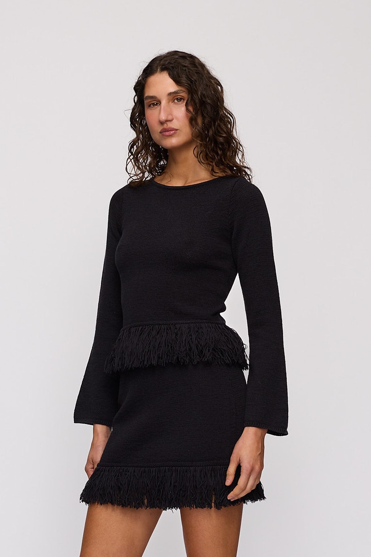 Tully Long Sleeve in Noir by The Wolf Gang – close-up view