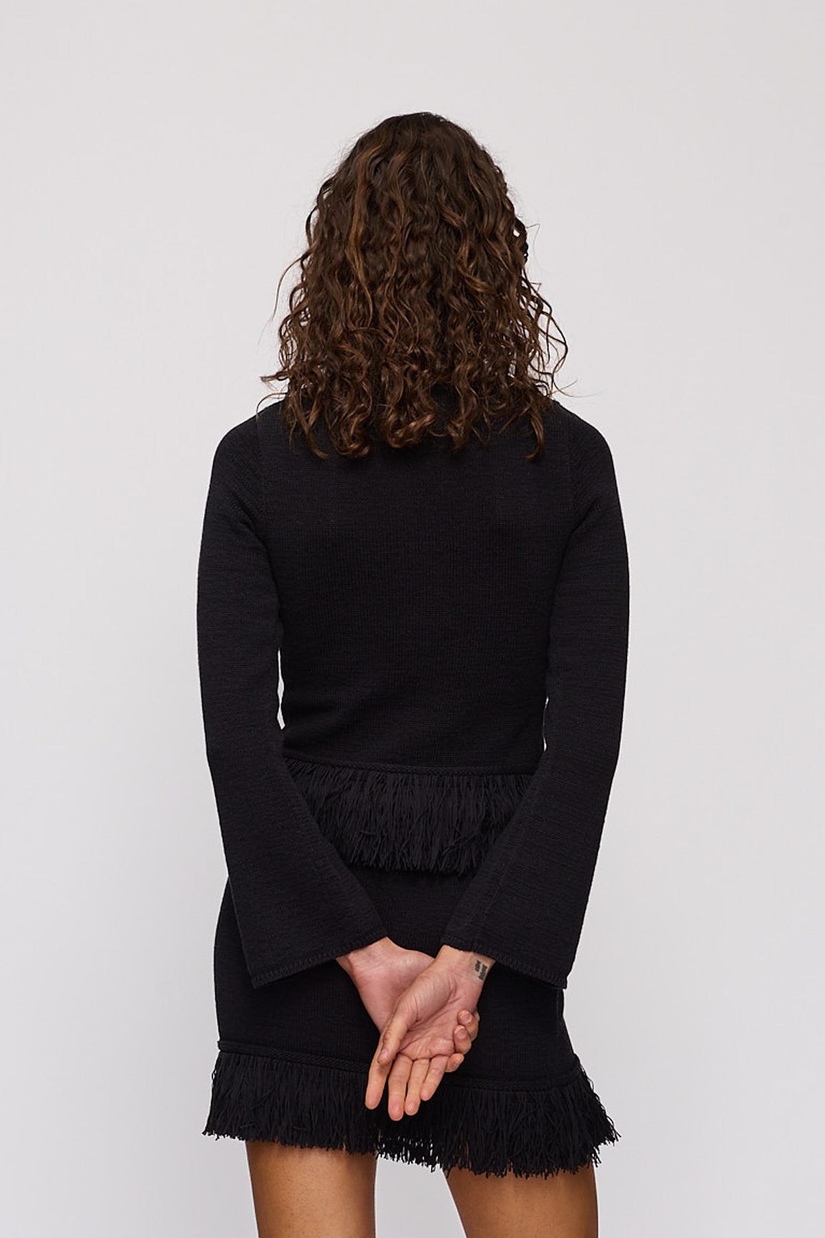 Tully Long Sleeve in Noir by The Wolf Gang – close-up view