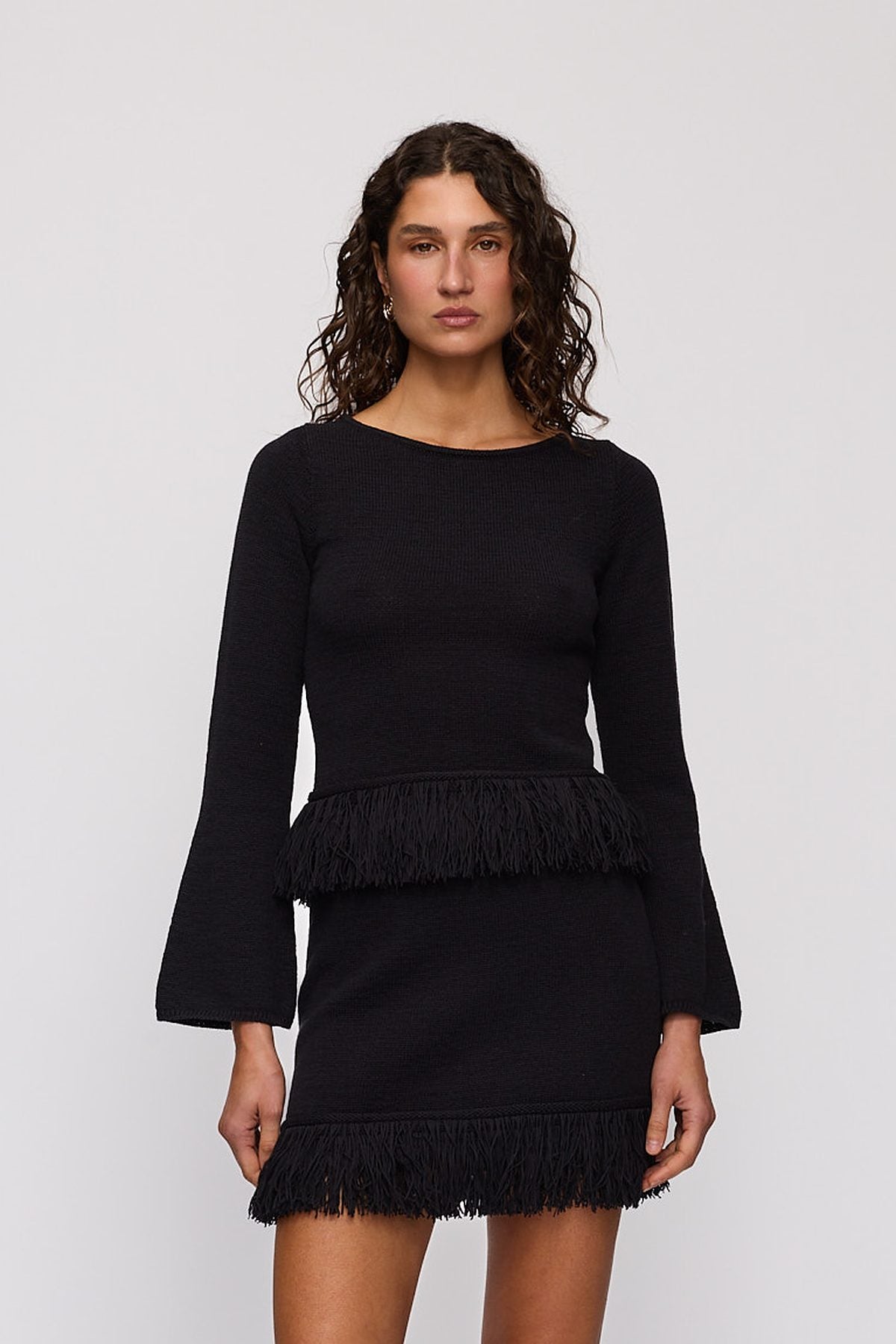 Tully Long Sleeve in Noir by The Wolf Gang – close-up view