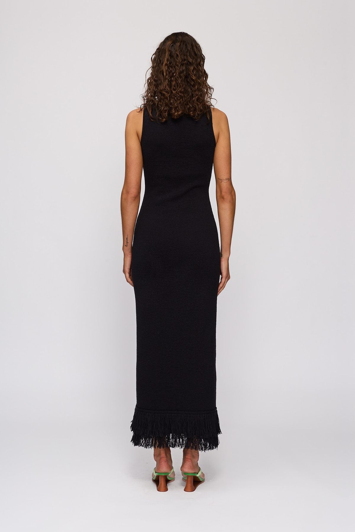 Tully Midi Dress in Noir by The Wolf Gang – back view