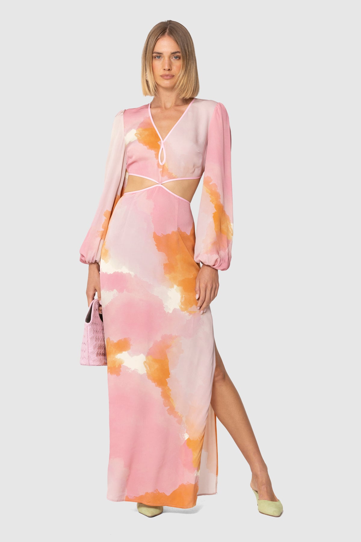 Orella Cut Out Maxi Dress - Watercolour