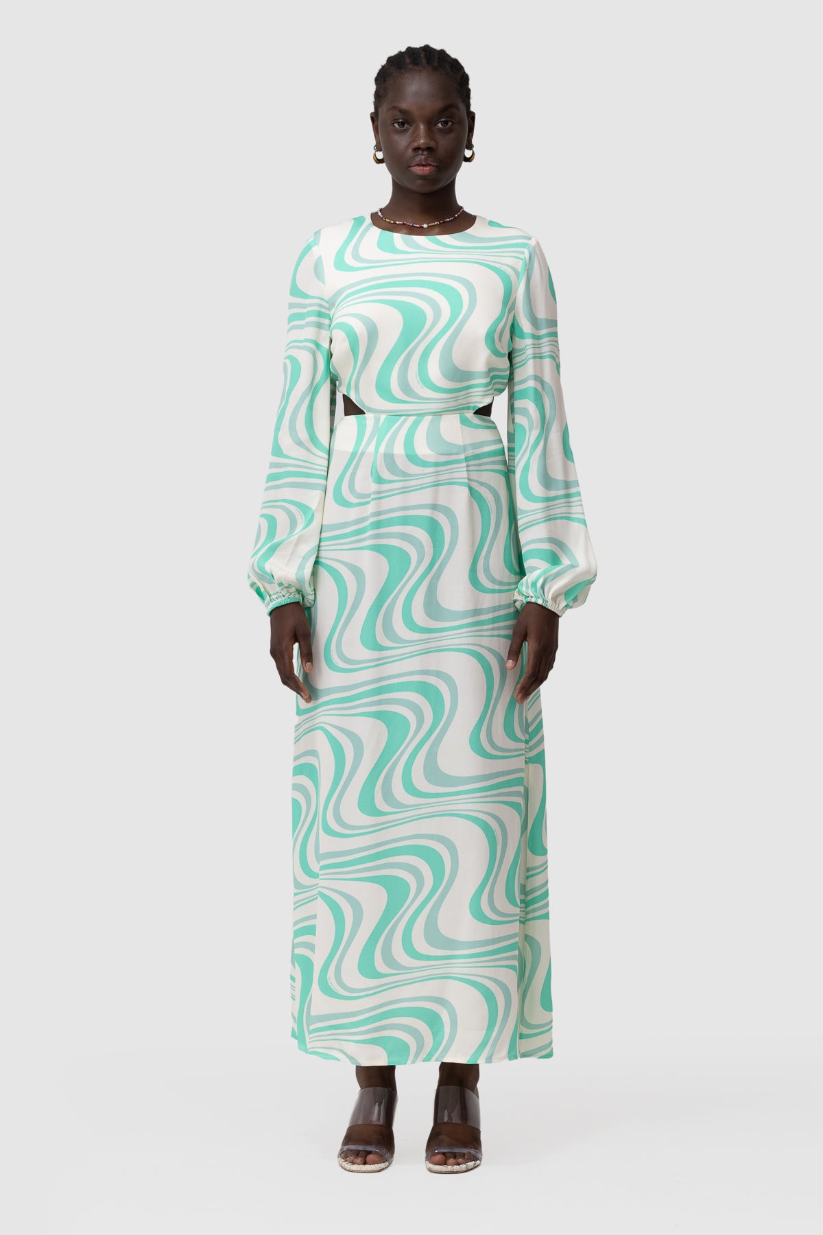 Marrakesh Cut Out Maxi Dress - Lime Swirl